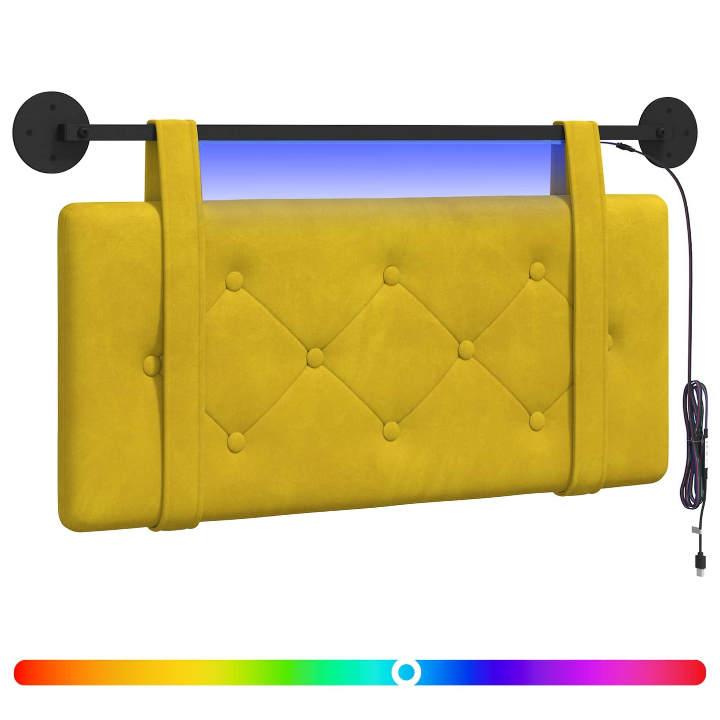 Hangend hoofdbord Met LED-verlichting Geel Fluweel