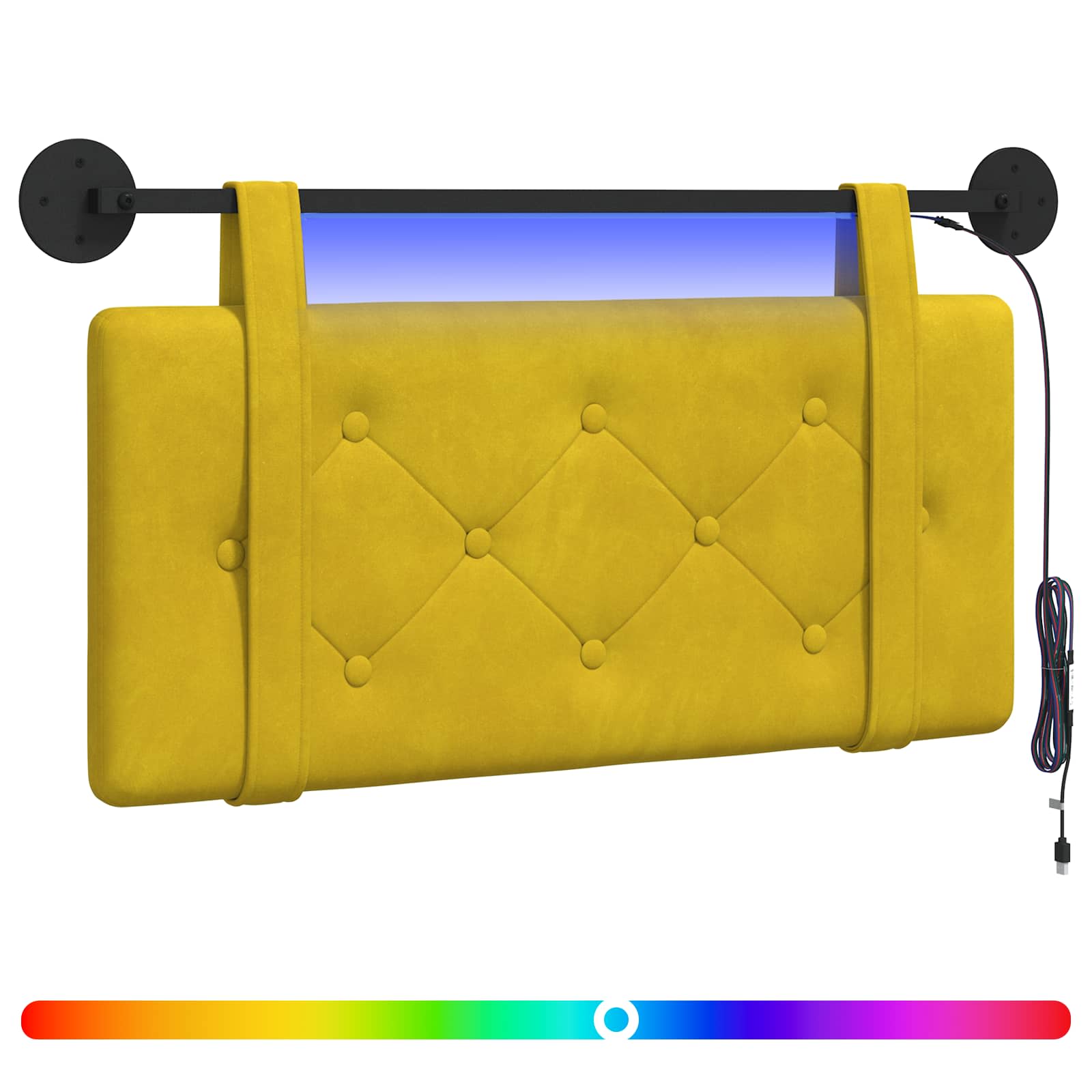 Hangend hoofdbord Met LED-verlichting Geel Fluweel