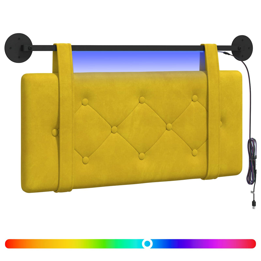 Hangend hoofdbord Met LED-verlichting Geel Fluweel