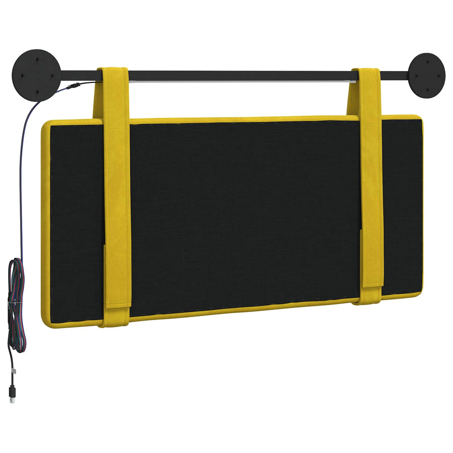 Hangend hoofdbord Met LED-verlichting Geel Fluweel