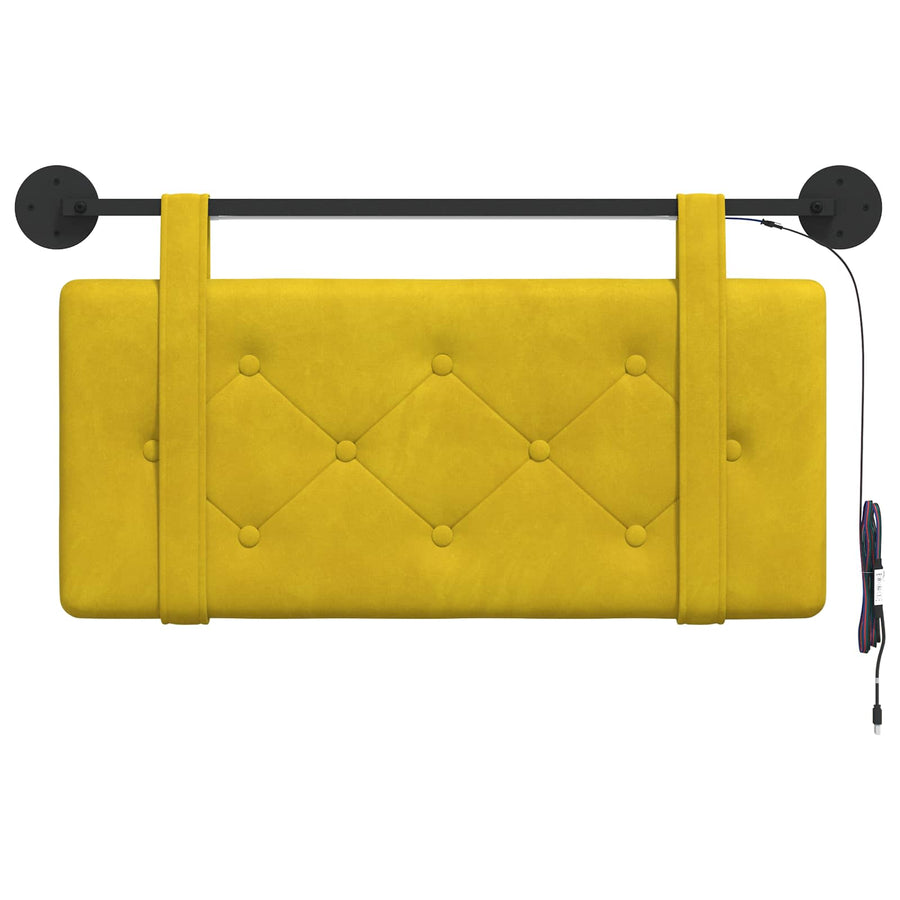 Hangend hoofdbord Met LED-verlichting Geel Fluweel