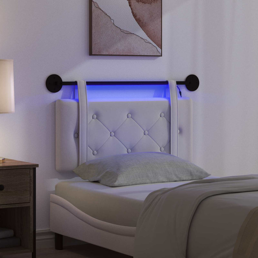 Hangend hoofdbord Met LED-verlichting Crèmekleurig Fluweel