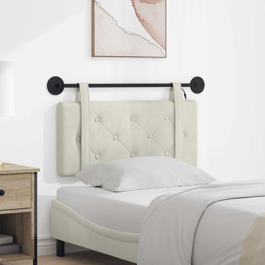 Hangend hoofdbord Met LED-verlichting Crèmekleurig Fluweel