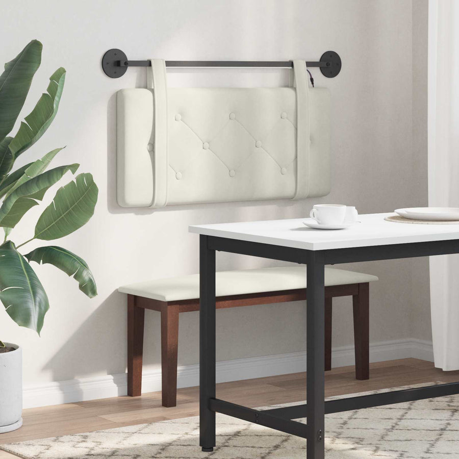 Hangend hoofdbord Met LED-verlichting Crèmekleurig Fluweel
