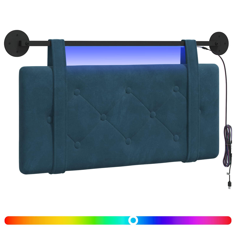 Hangend hoofdbord Met LED-verlichting Blauw Fluweel