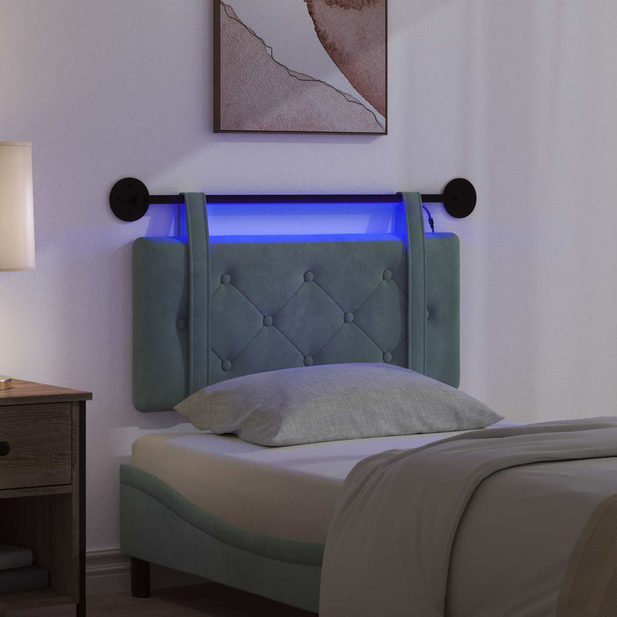 Hangend hoofdbord Met LED-verlichting Zeegroen Fluweel
