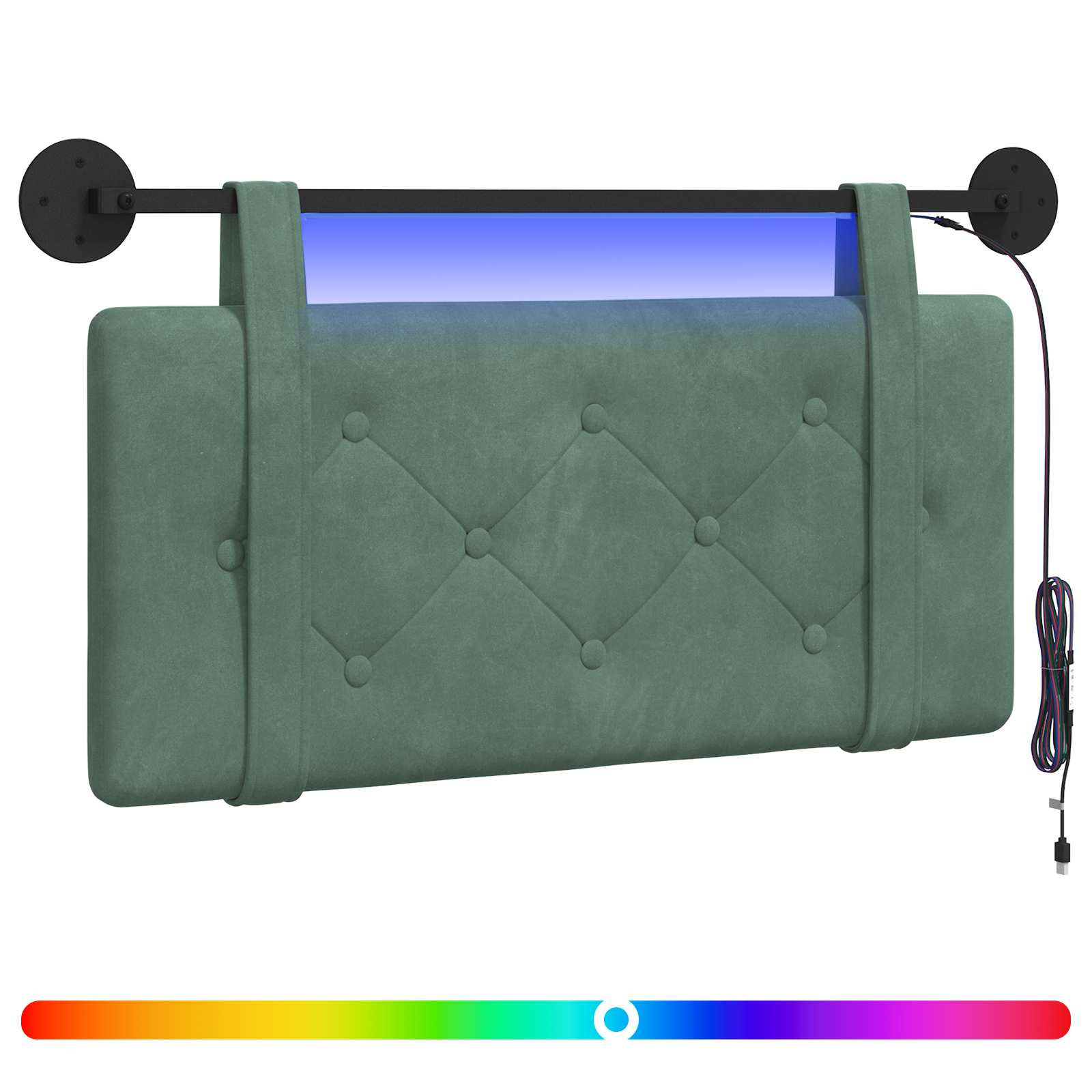 Hangend hoofdbord Met LED-verlichting Zeegroen Fluweel