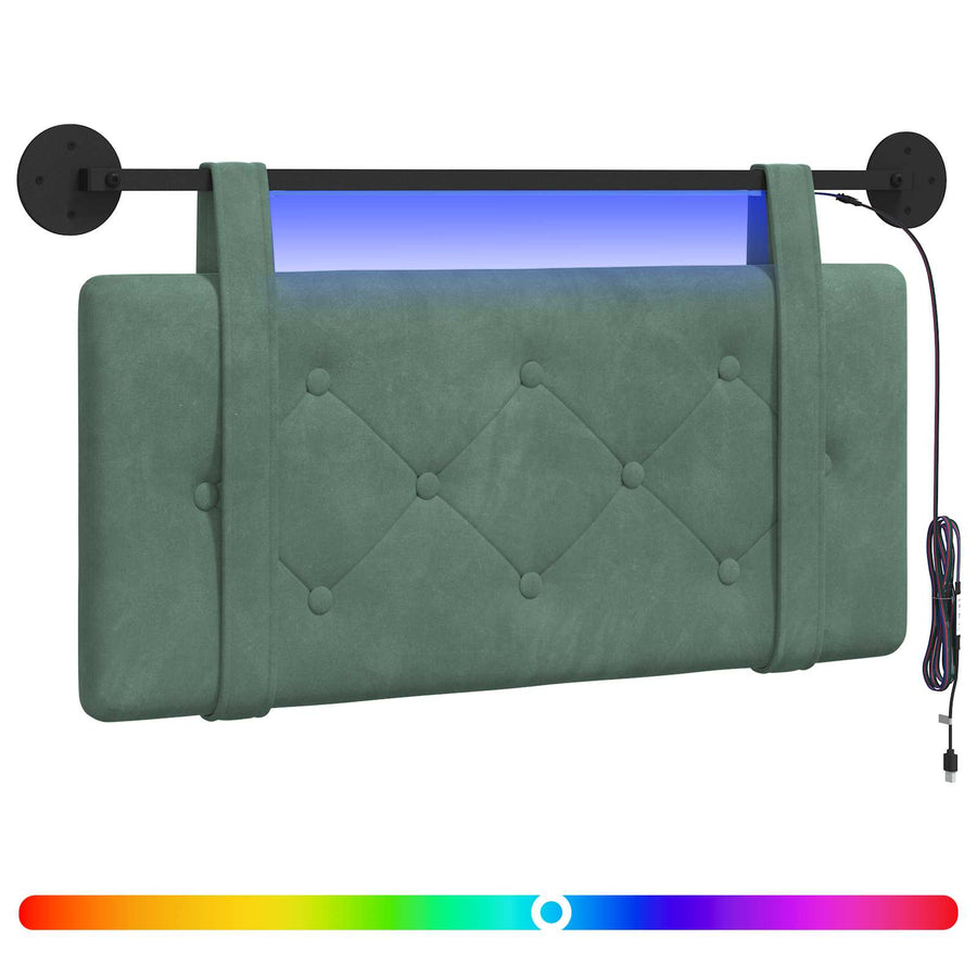 Hangend hoofdbord Met LED-verlichting Zeegroen Fluweel