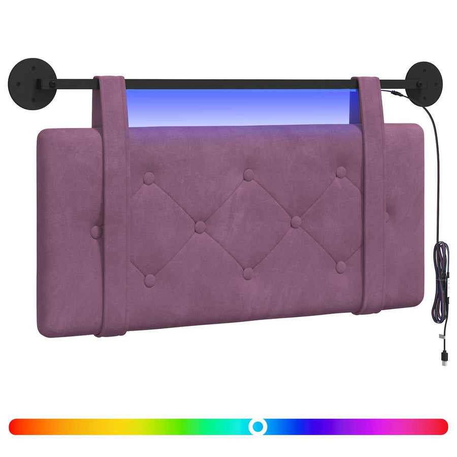 Hangend hoofdbord Met LED-verlichting Paars Fluweel