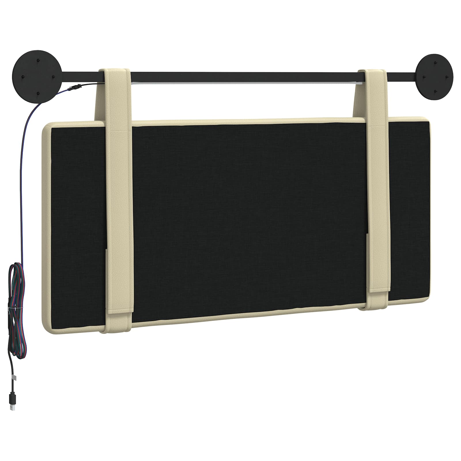Hangend hoofdbord Met LED-verlichting Crèmekleurig Kunstleer