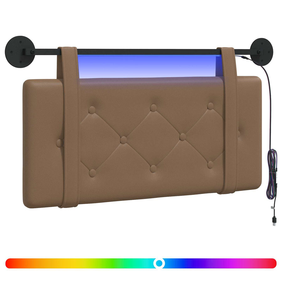 Hangend hoofdbord Met LED-verlichting Cappuccino Kunstleer