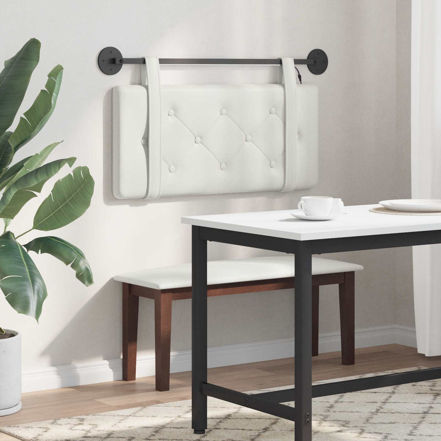 Hangend hoofdbord Met LED-verlichting Wit Kunstleer