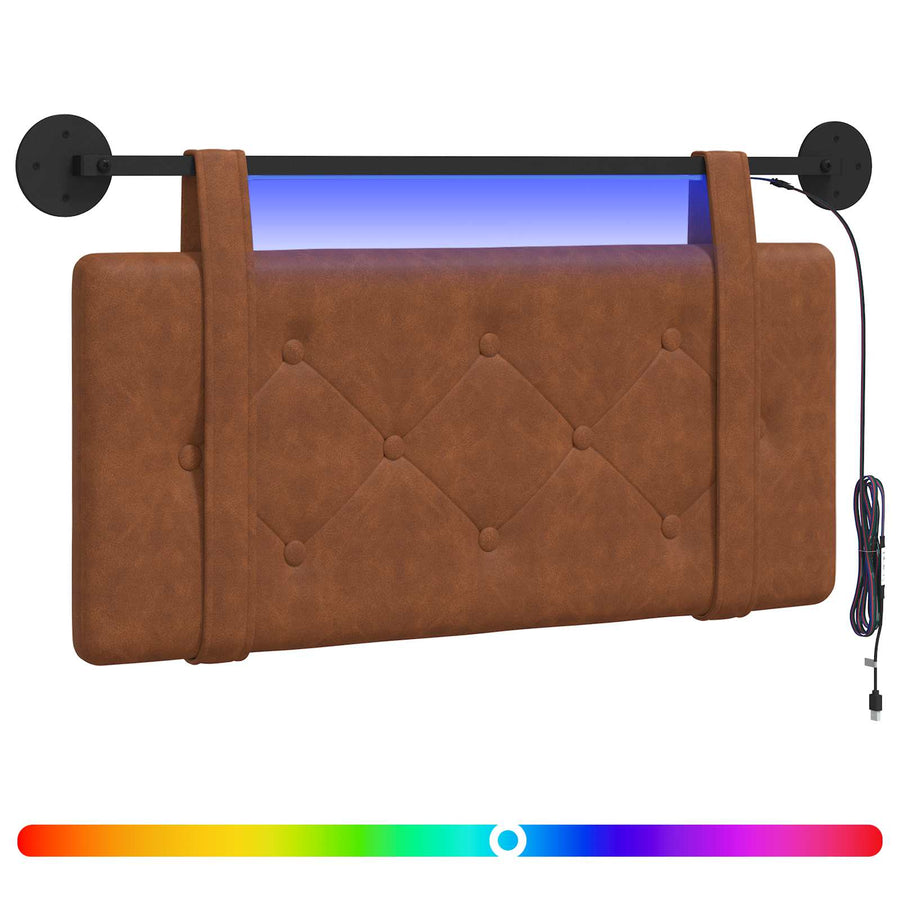 Hangend hoofdbord Met LED-verlichting Bruin Antiek PU