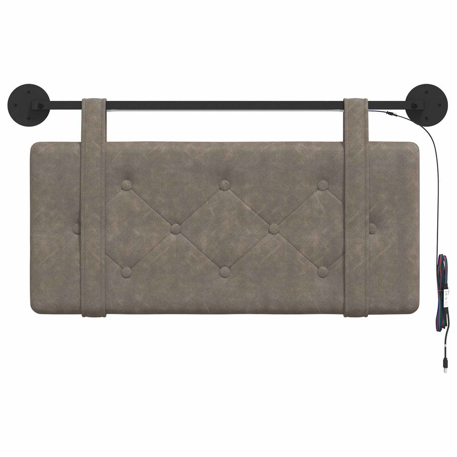 Hangend hoofdbord Met LED-verlichting Grijs Antiek PU