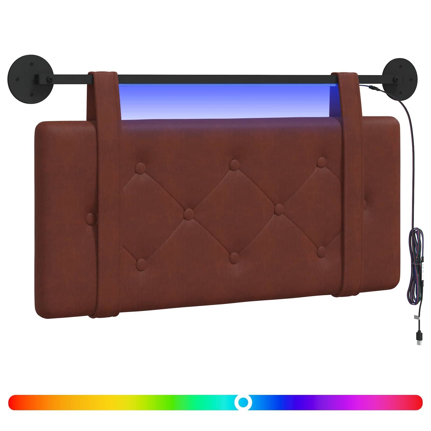 Hangend hoofdbord Met LED-verlichting Glanzend Bruin Antiek PU
