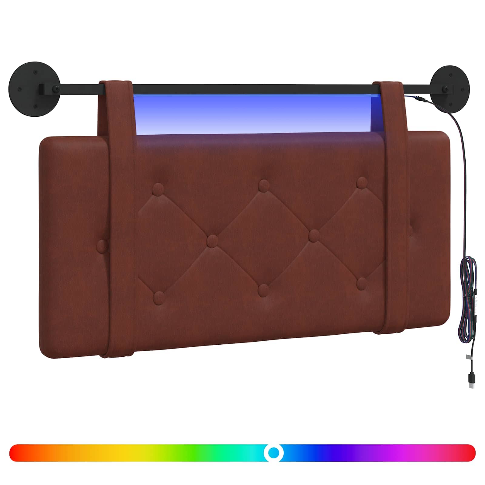 Hangend hoofdbord Met LED-verlichting Glanzend Bruin Antiek PU