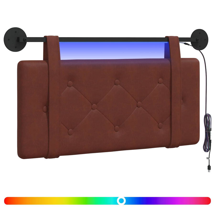 Hangend hoofdbord Met LED-verlichting Glanzend Bruin Antiek PU
