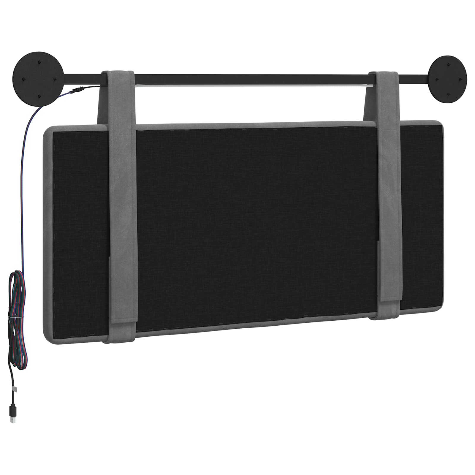 Hangend hoofdbord Met LED-verlichting Donkergrijs Fluweel