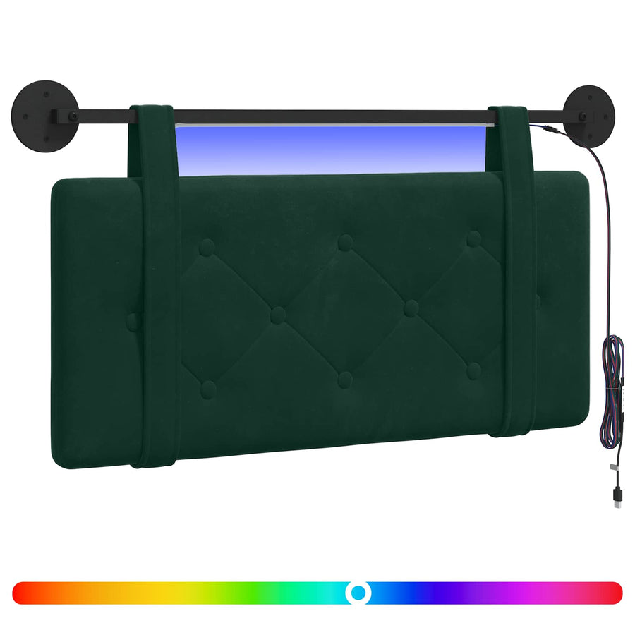 Hangend hoofdbord Met LED-verlichting Donkergroen Fluweel