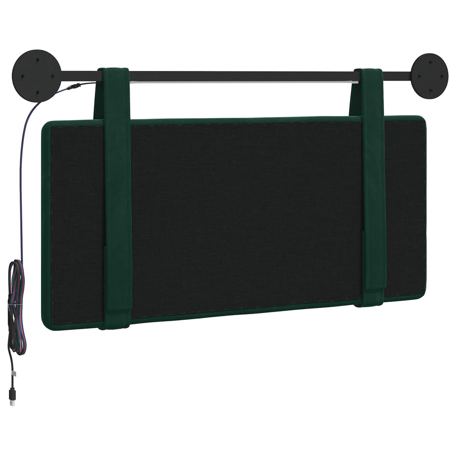 Hangend hoofdbord Met LED-verlichting Donkergroen Fluweel