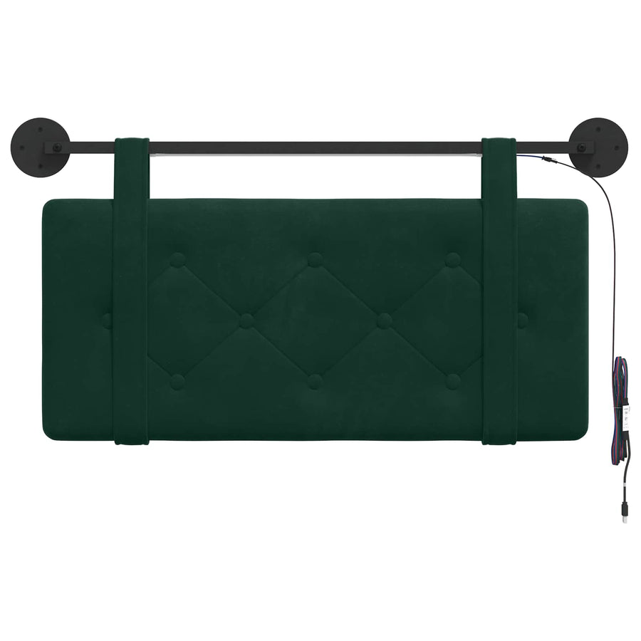 Hangend hoofdbord Met LED-verlichting Donkergroen Fluweel