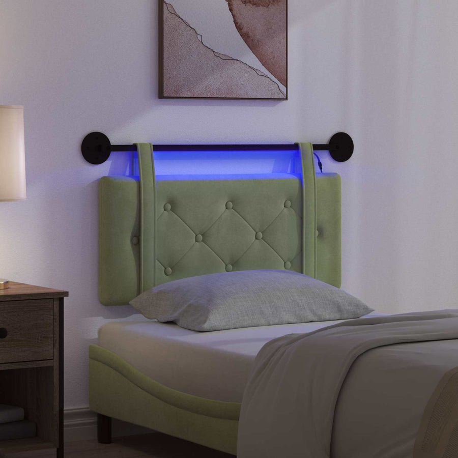 Hangend hoofdbord Met LED-verlichting Lichtgroen Fluweel