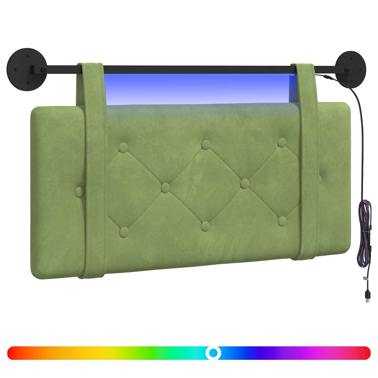 Hangend hoofdbord Met LED-verlichting Lichtgroen Fluweel