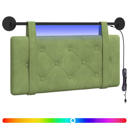 Hangend hoofdbord Met LED-verlichting Lichtgroen Fluweel