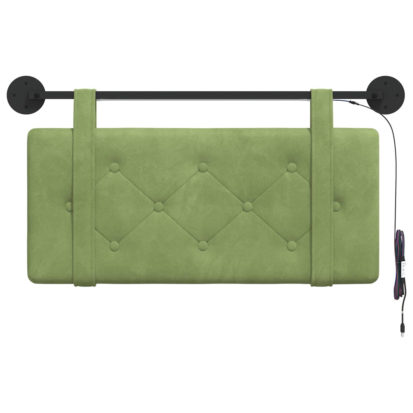 Hangend hoofdbord Met LED-verlichting Lichtgroen Fluweel