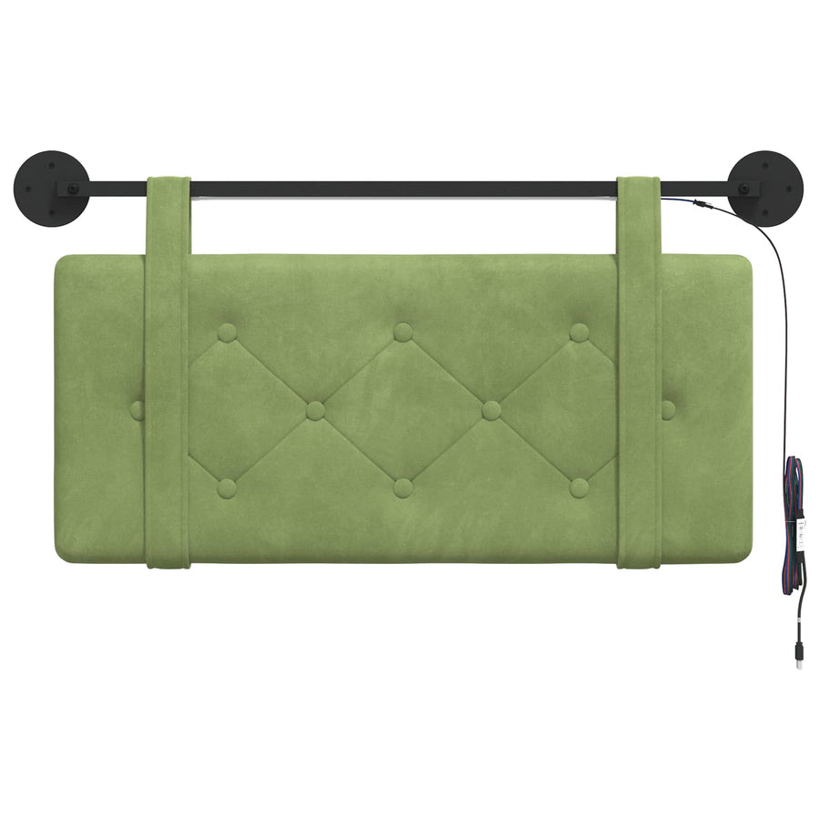 Hangend hoofdbord Met LED-verlichting Lichtgroen Fluweel