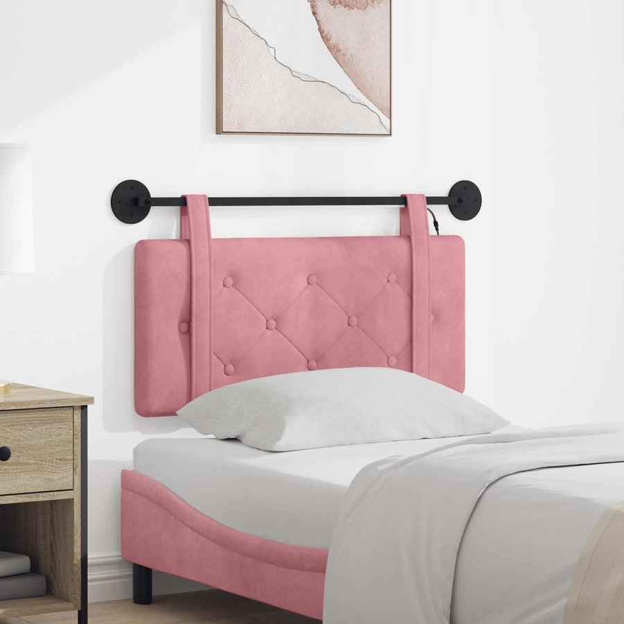 Hangend hoofdbord Met LED-verlichting Roze Fluweel