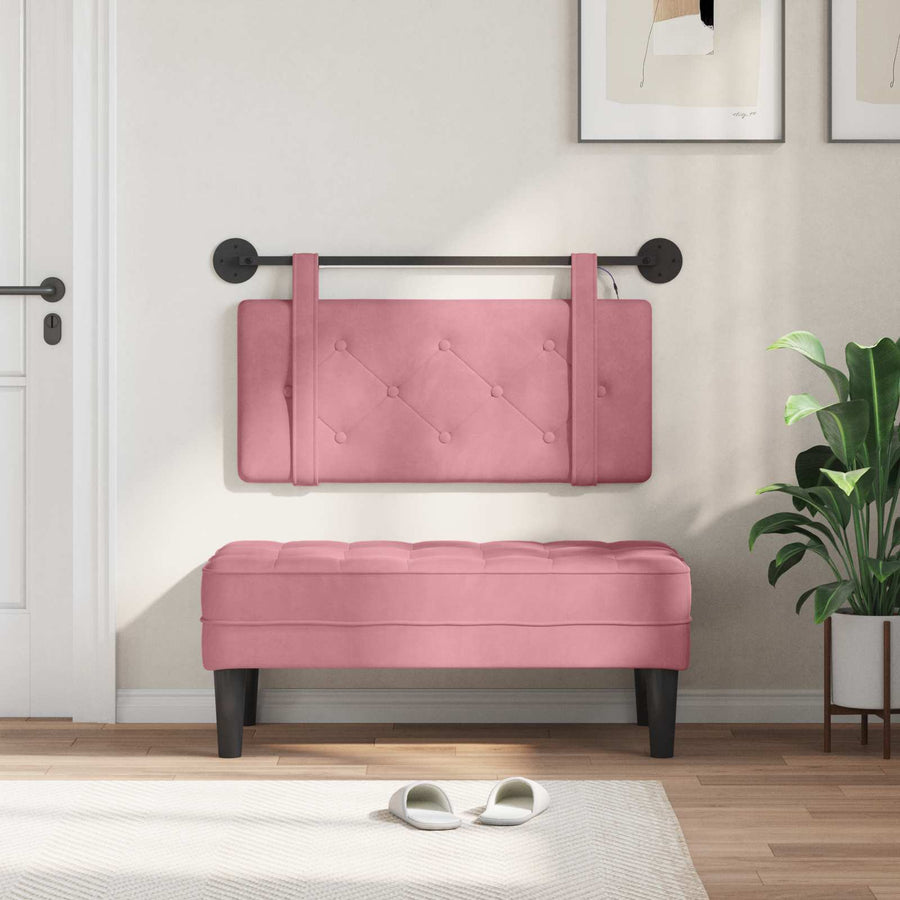 Hangend hoofdbord Met LED-verlichting Roze Fluweel