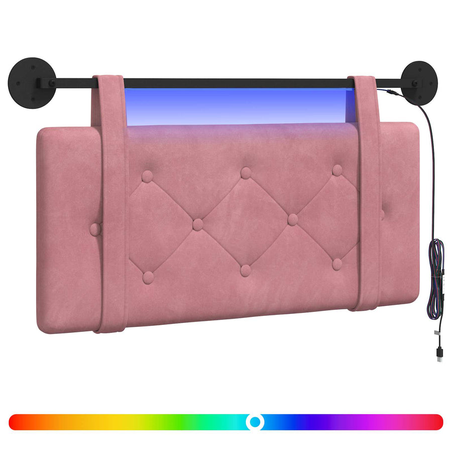Hangend hoofdbord Met LED-verlichting Roze Fluweel