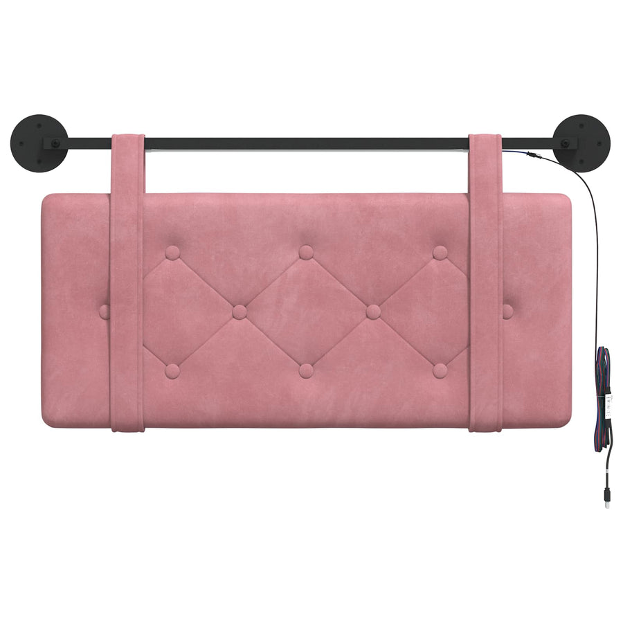 Hangend hoofdbord Met LED-verlichting Roze Fluweel