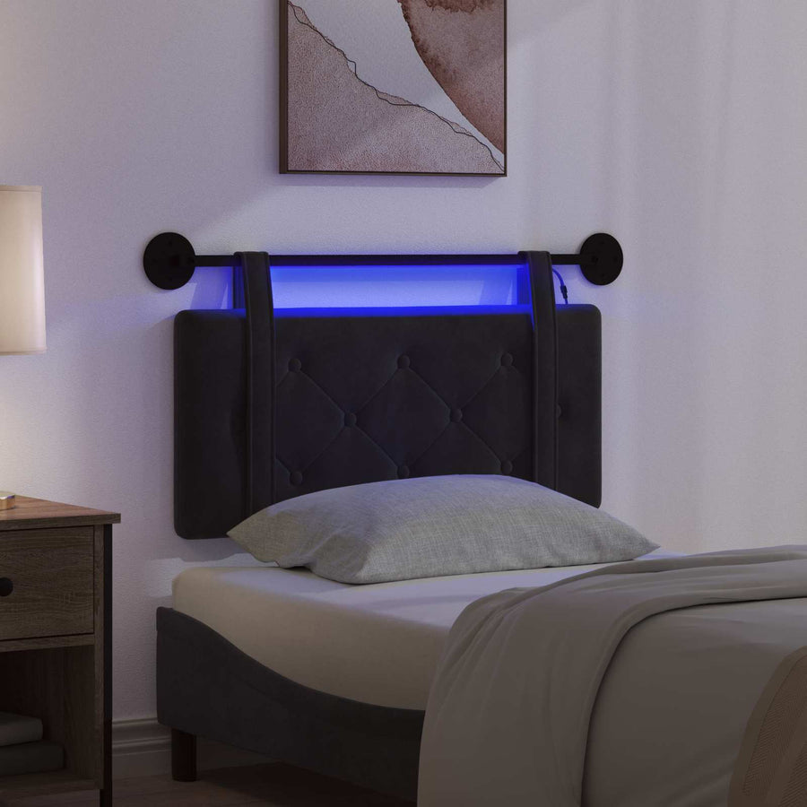 Hangend hoofdbord Met LED-verlichting Zwart Fluweel