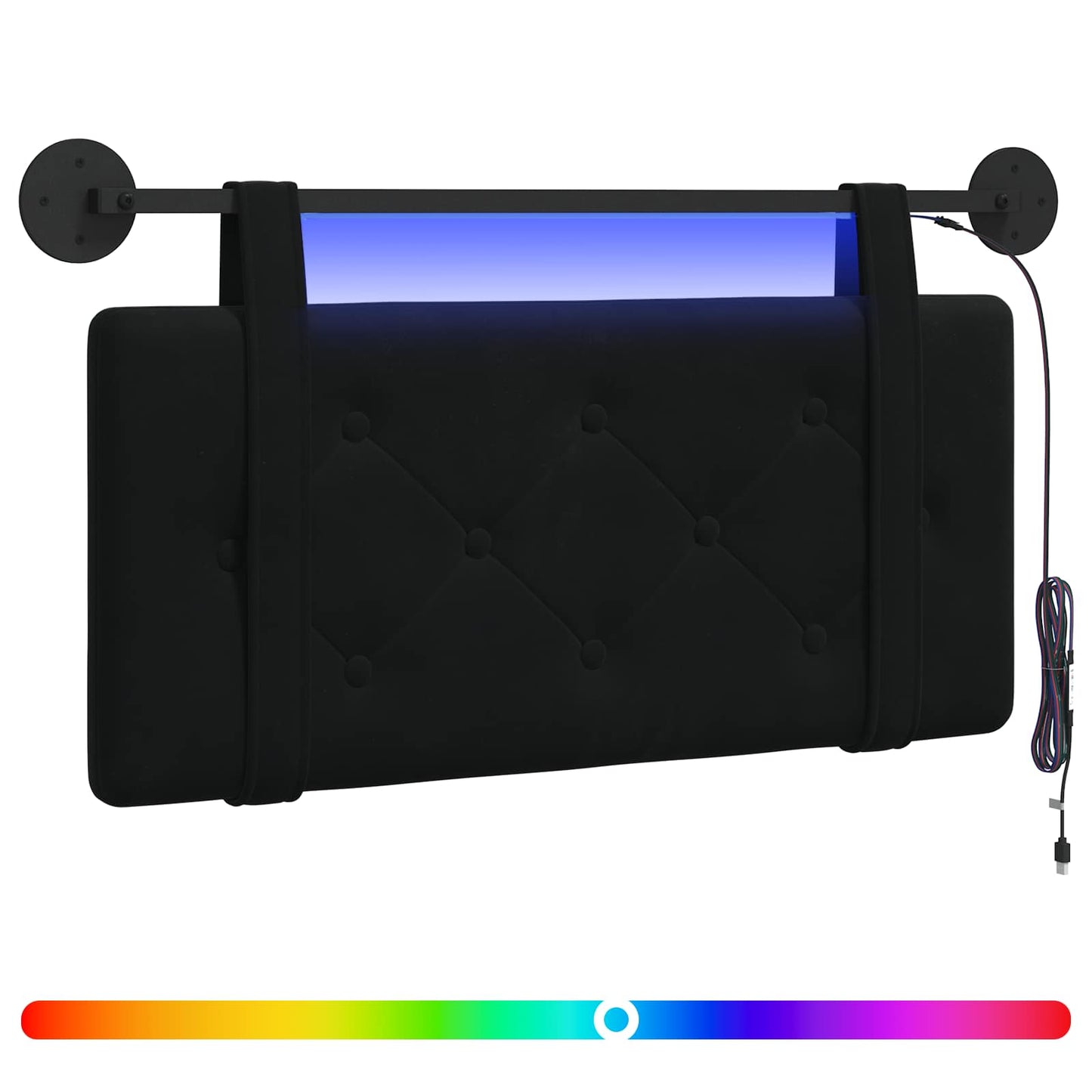 Hangend hoofdbord Met LED-verlichting Zwart Fluweel