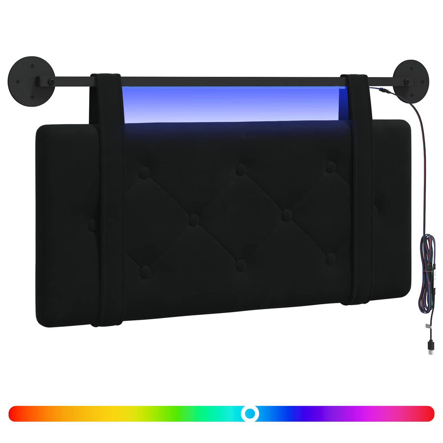 Hangend hoofdbord Met LED-verlichting Zwart Fluweel