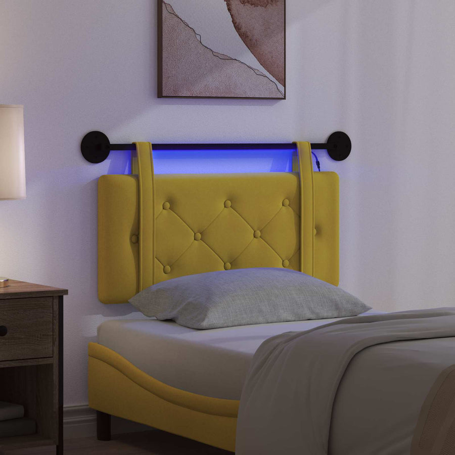 Hangend hoofdbord Met LED-verlichting Geel Fluweel