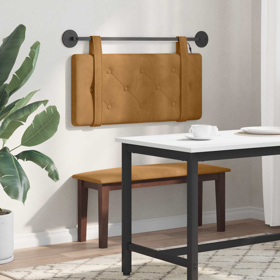Hangend hoofdbord Met LED-verlichting Bruin Fluweel