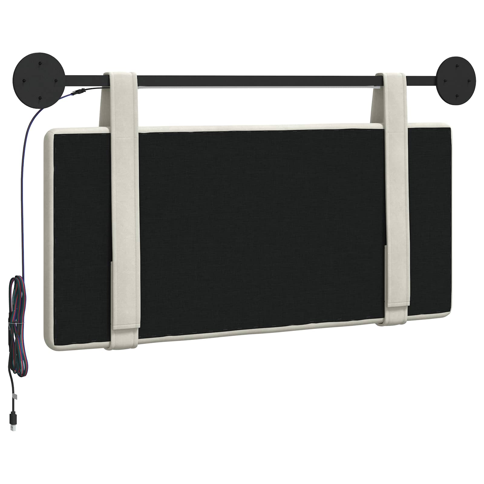 Hangend hoofdbord Met LED-verlichting Crèmekleurig Fluweel