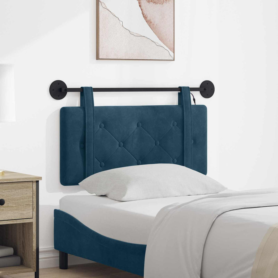 Hangend hoofdbord Met LED-verlichting Blauw Fluweel