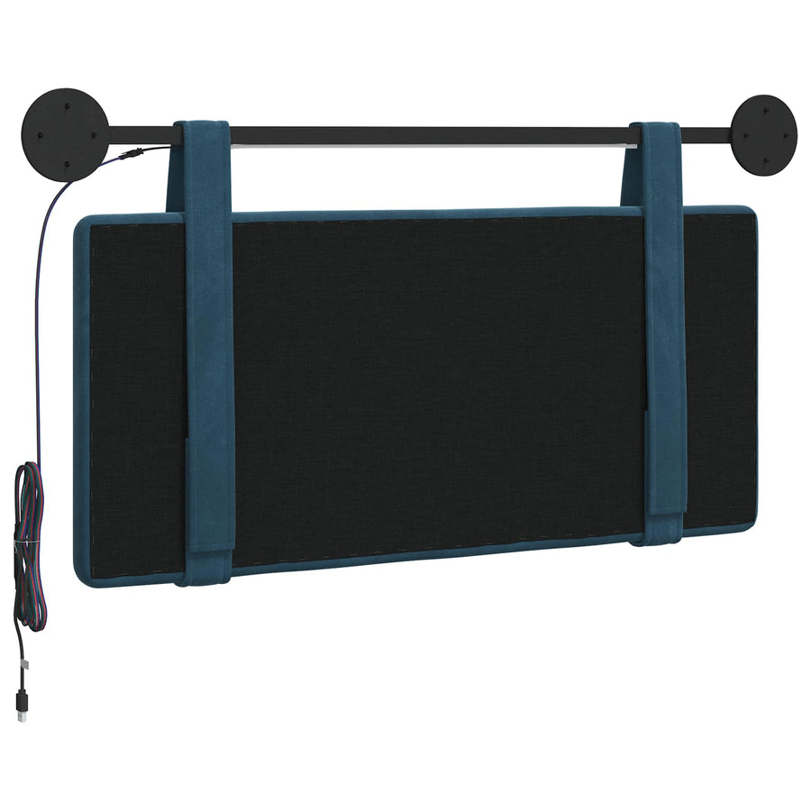 Hangend hoofdbord Met LED-verlichting Blauw Fluweel