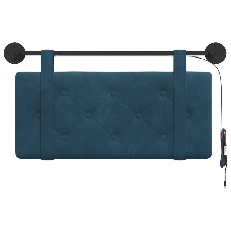 Hangend hoofdbord Met LED-verlichting Blauw Fluweel