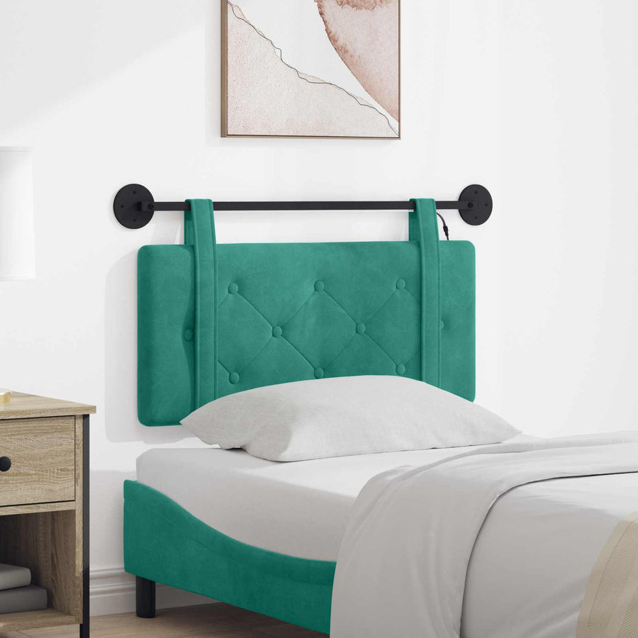 Hangend hoofdbord Met LED-verlichting Turquoise Fluweel