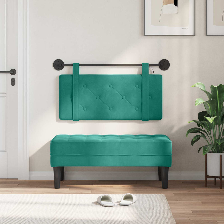 Hangend hoofdbord Met LED-verlichting Turquoise Fluweel