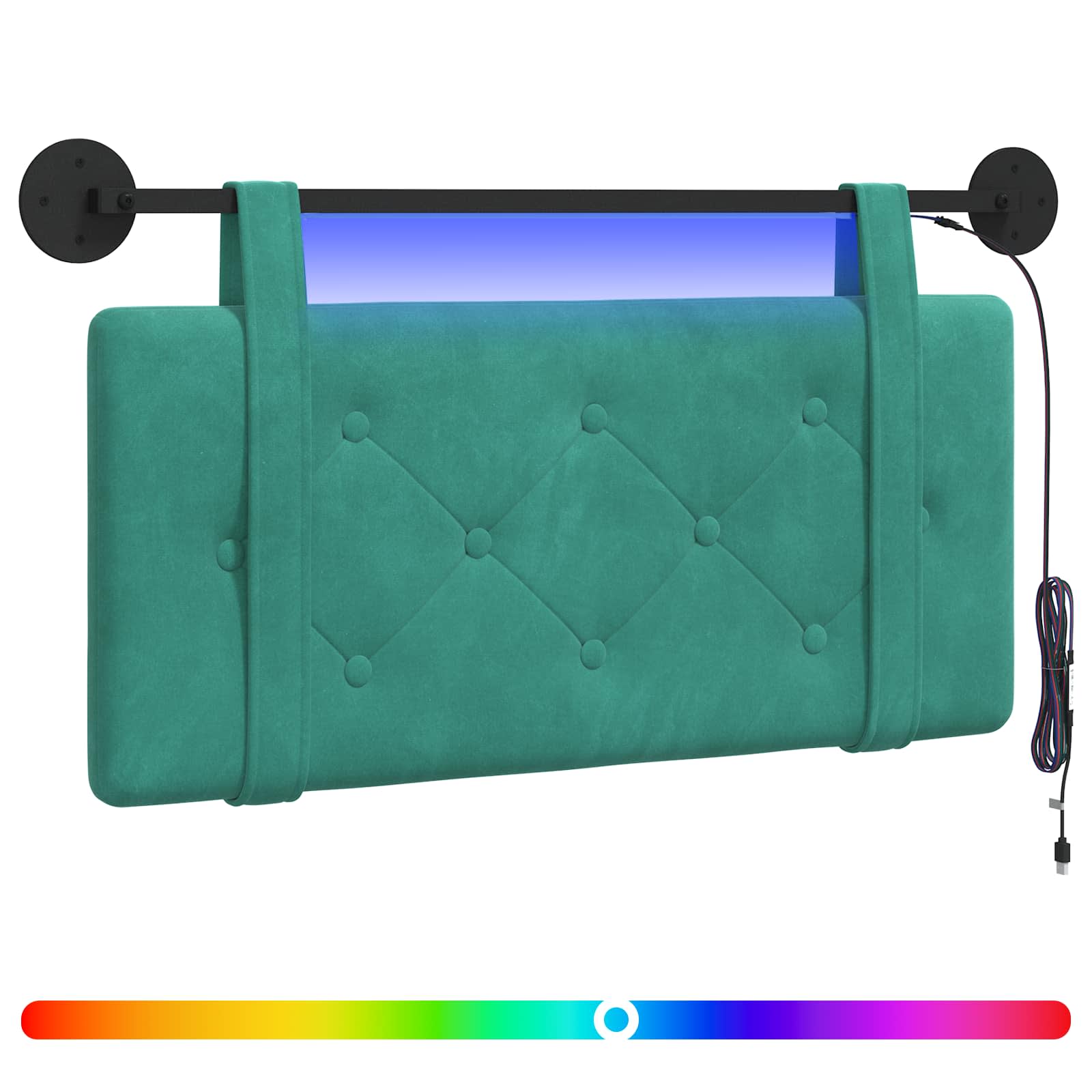 Hangend hoofdbord Met LED-verlichting Turquoise Fluweel