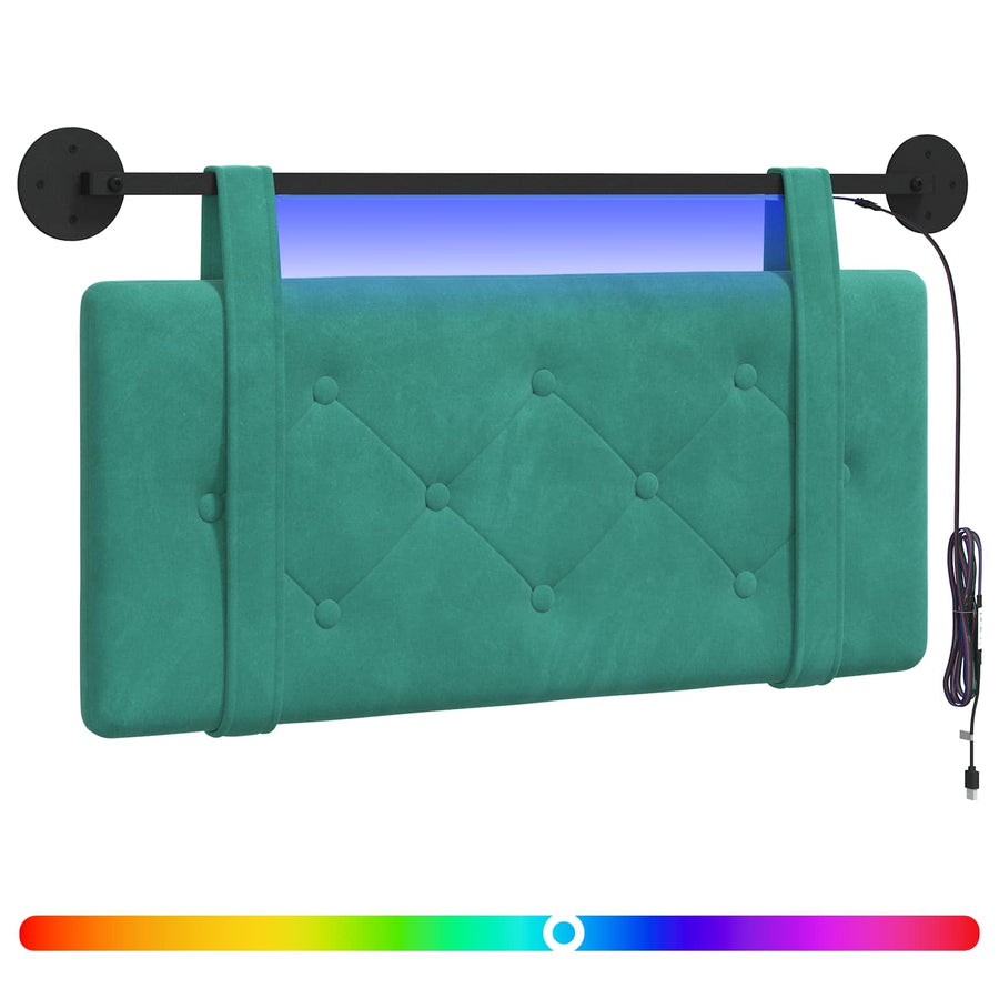 Hangend hoofdbord Met LED-verlichting Turquoise Fluweel