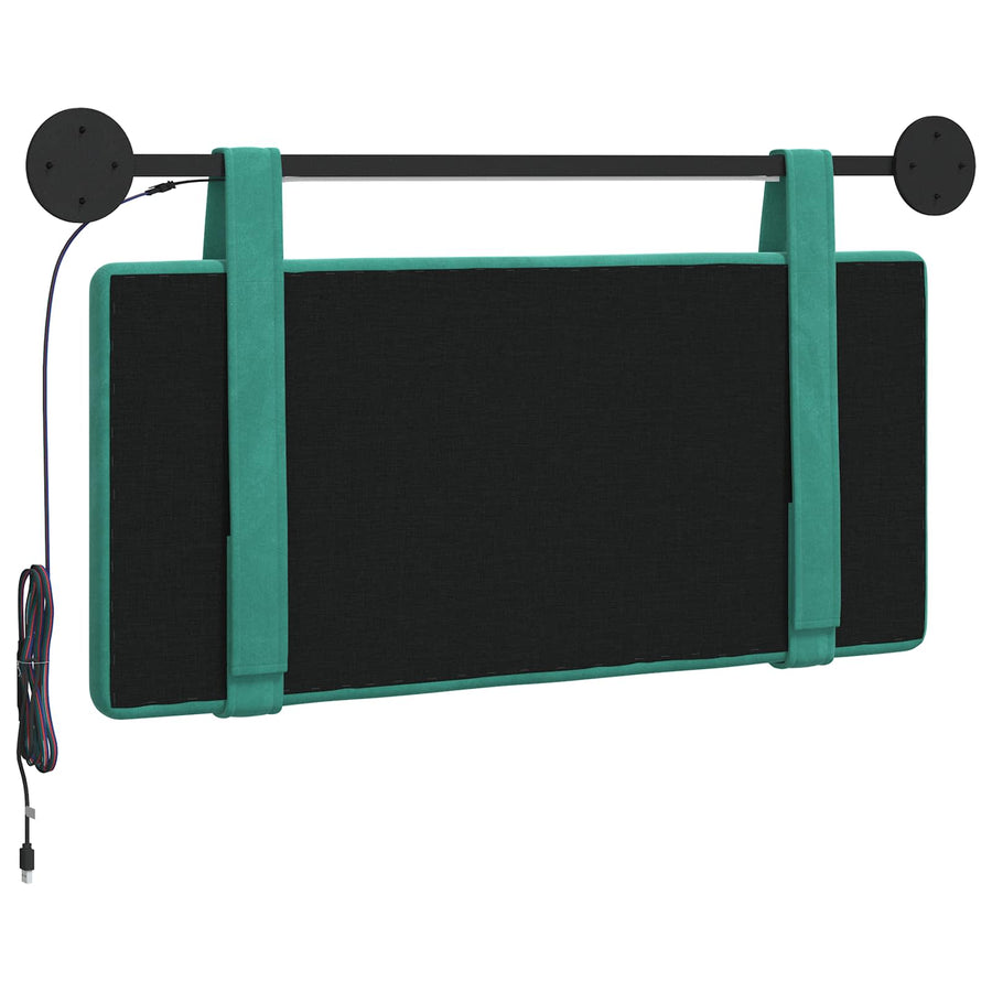 Hangend hoofdbord Met LED-verlichting Turquoise Fluweel