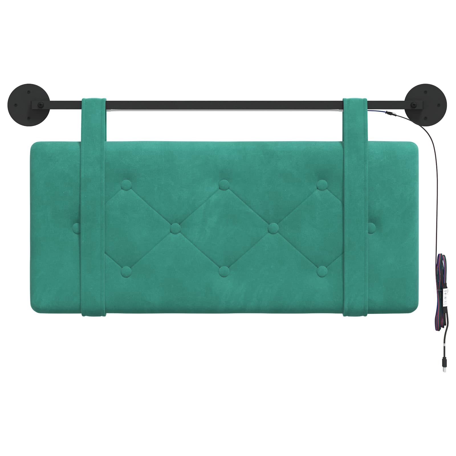 Hangend hoofdbord Met LED-verlichting Turquoise Fluweel