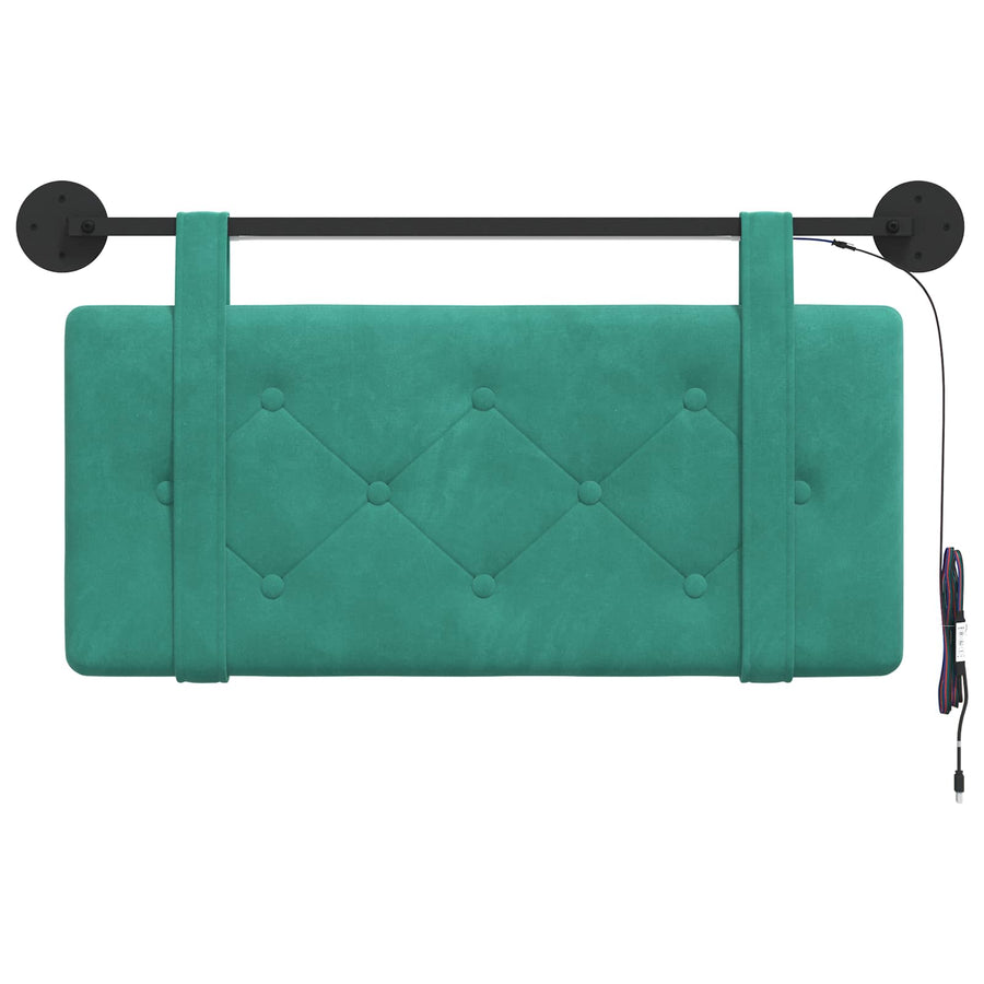 Hangend hoofdbord Met LED-verlichting Turquoise Fluweel